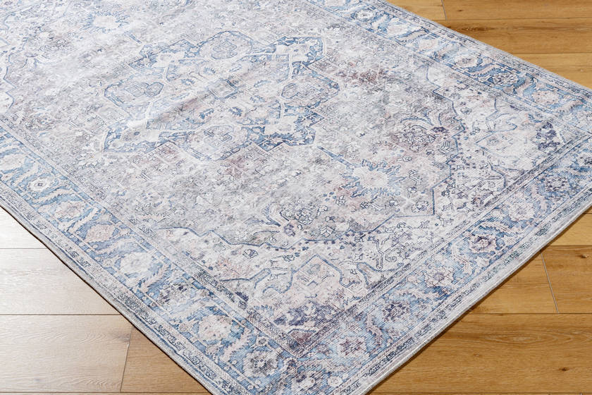 Jessy Traditional Denim Washable Area Rug