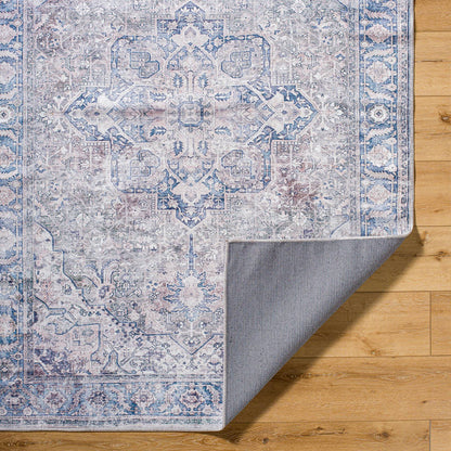 Jessy Traditional Denim Washable Area Rug