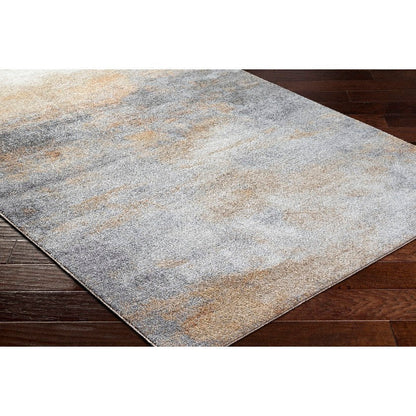 Linda Solid and Border Tan/Light Gray Area Rug