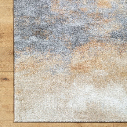Linda Solid and Border Tan/Light Gray Area Rug