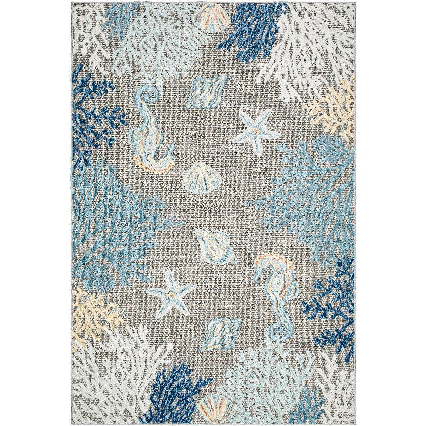 Parth Coastal Gray/Blue Area Rug