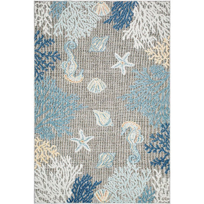 Parth Coastal Gray/Blue Area Rug