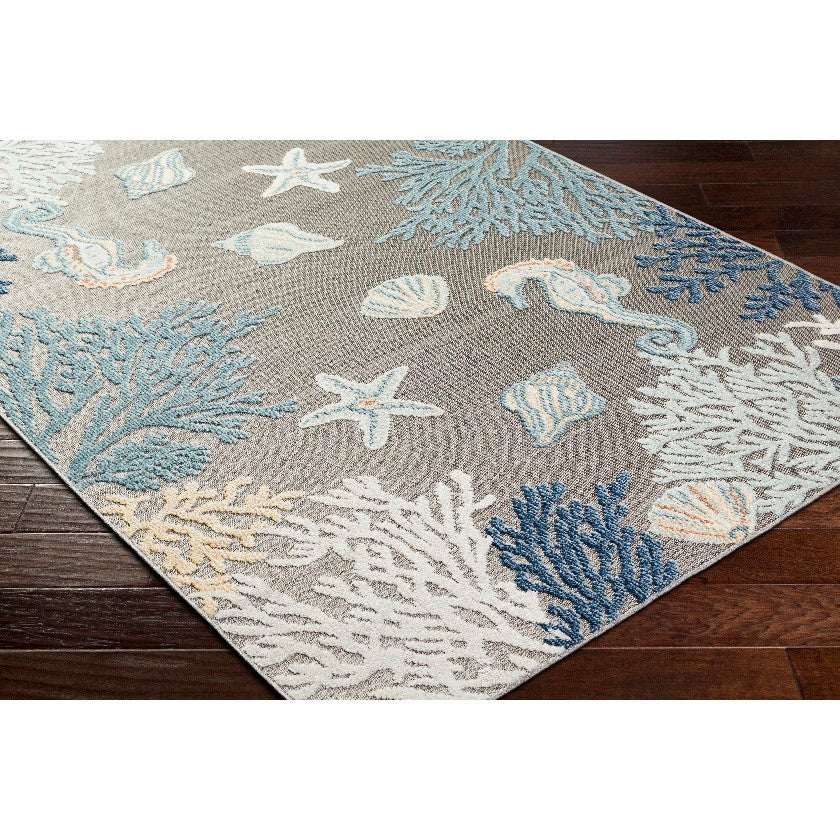 Parth Coastal Gray/Blue Area Rug