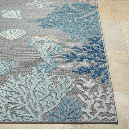 Parth Coastal Gray/Blue Area Rug