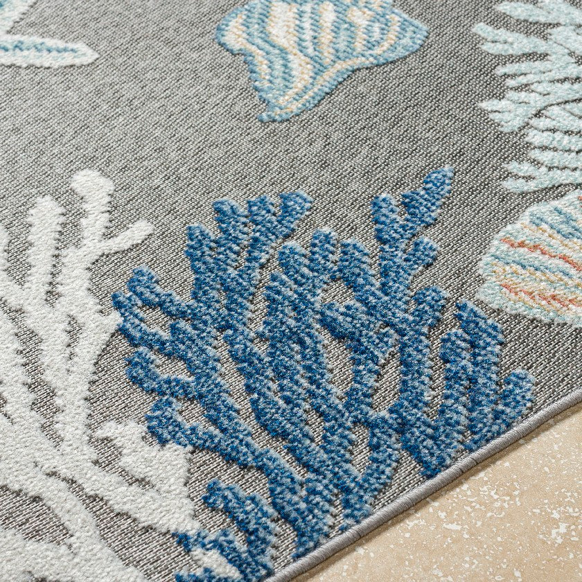 Parth Coastal Gray/Blue Area Rug
