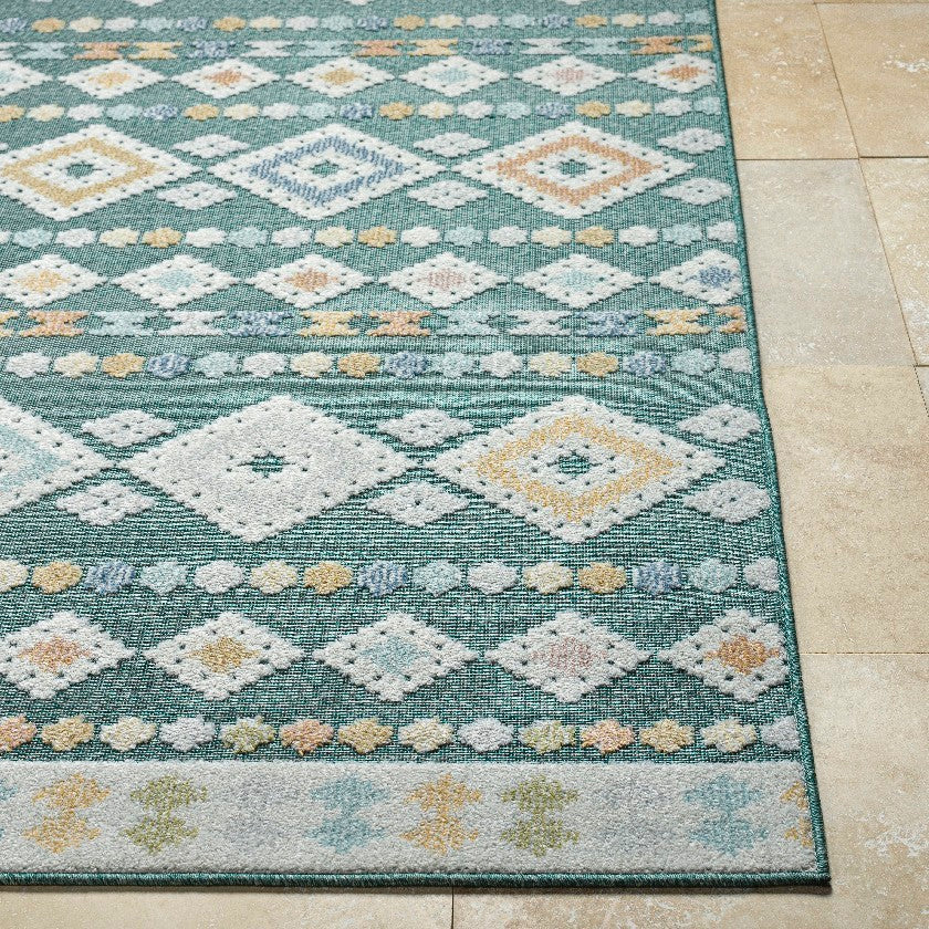 Zarinah Coastal Medium Green Area Rug