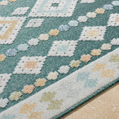 Zarinah Coastal Medium Green Area Rug