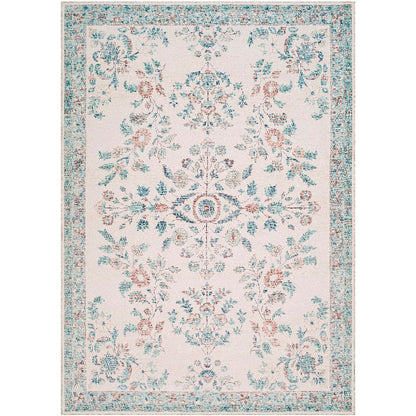 Jeaneen Traditional Light Silver/Sage Washable Area Rug