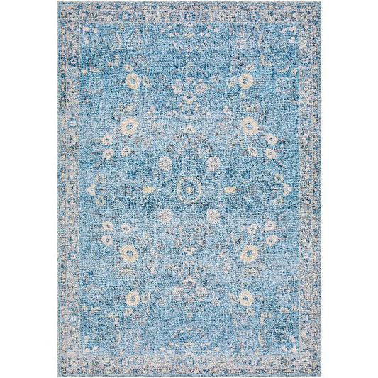 Jeaneen Traditional Slate/Blue Washable Area Rug