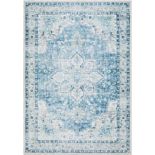 Chelcey Traditional Cobalt Washable Area Rug