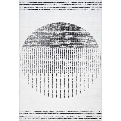 Marita Modern Off-White/Black Washable Area Rug