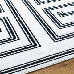 Staley Modern Black Washable Area Rug