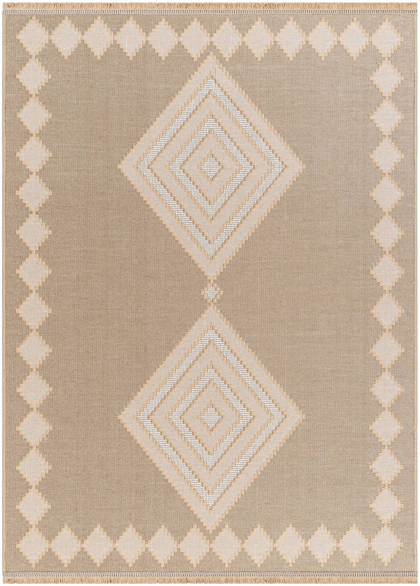Joson Cottage Tan/Light Beige Washable Area Rug