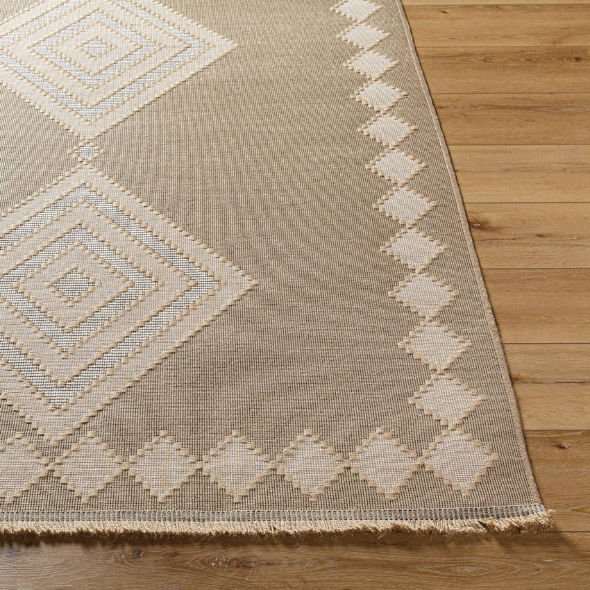 Joson Cottage Tan/Light Beige Washable Area Rug