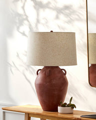 Kabir Global Red/Wheat Table Lamp