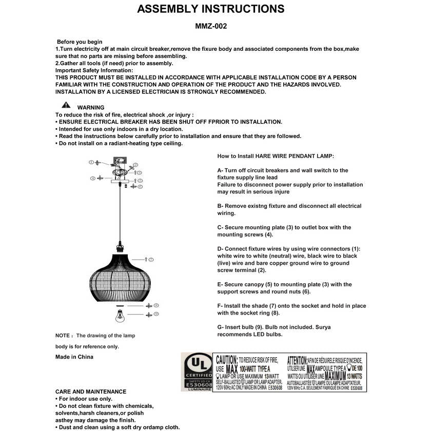 Konstance Rustic Black/White Ceiling Lighting