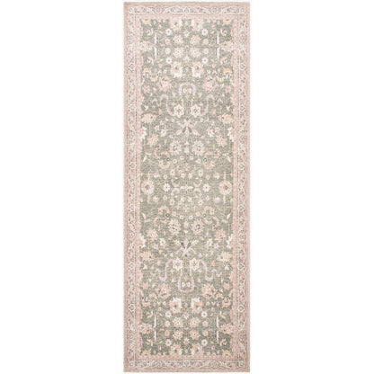 Tayce Traditional Medium Green Washable Area Rug