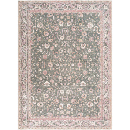 Tayce Traditional Medium Green Washable Area Rug