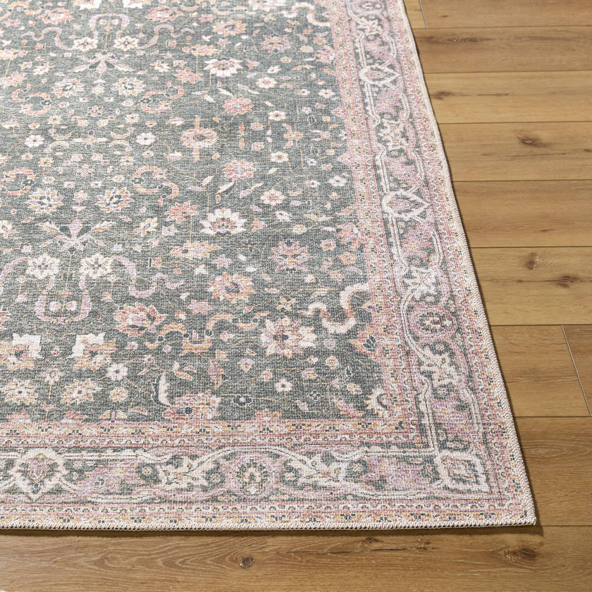 Tayce Traditional Medium Green Washable Area Rug