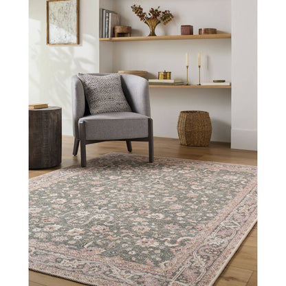 Tayce Traditional Medium Green Washable Area Rug