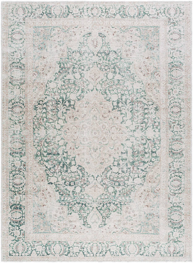 Special Traditional Dark Green Washable Area Rug