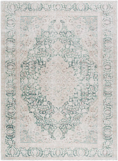 Special Traditional Dark Green Washable Area Rug