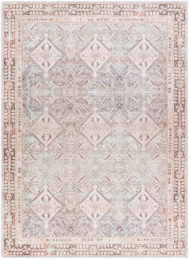 Shalini Traditional Dark Brown Washable Area Rug