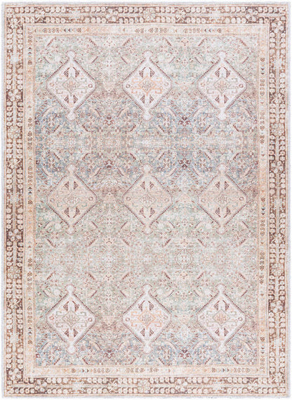 Shalini Traditional Dark Brown Washable Area Rug