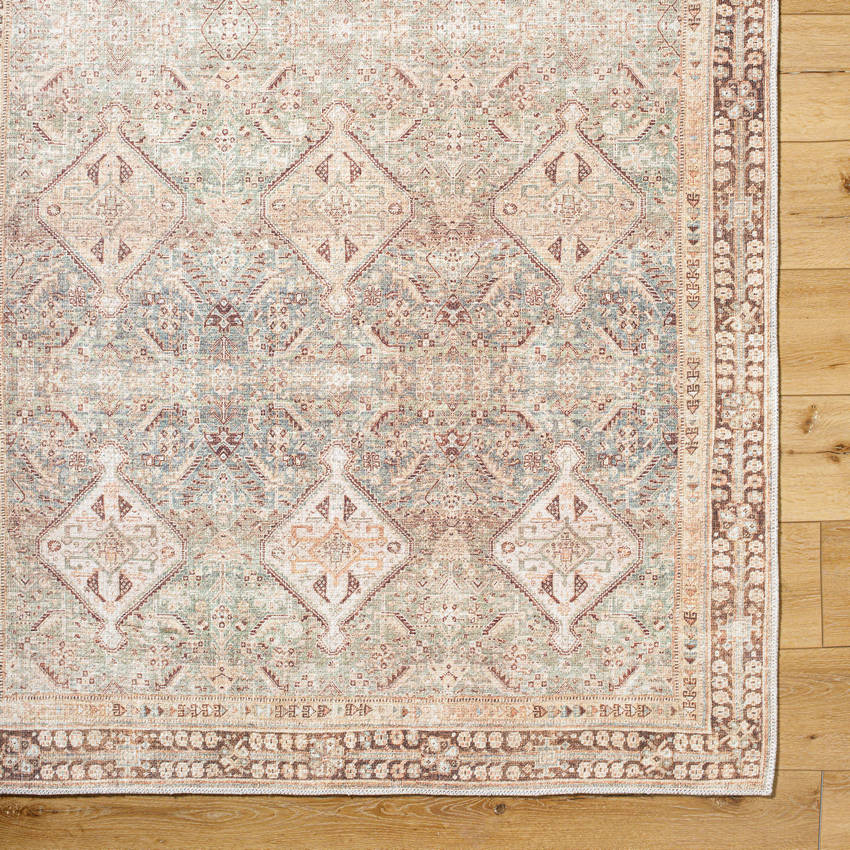 Shalini Traditional Dark Brown Washable Area Rug