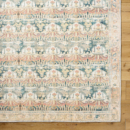 Kathaleen Traditional Apricot Washable Area Rug