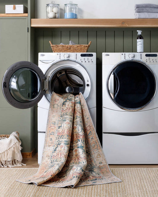 Kathaleen Traditional Apricot Washable Area Rug