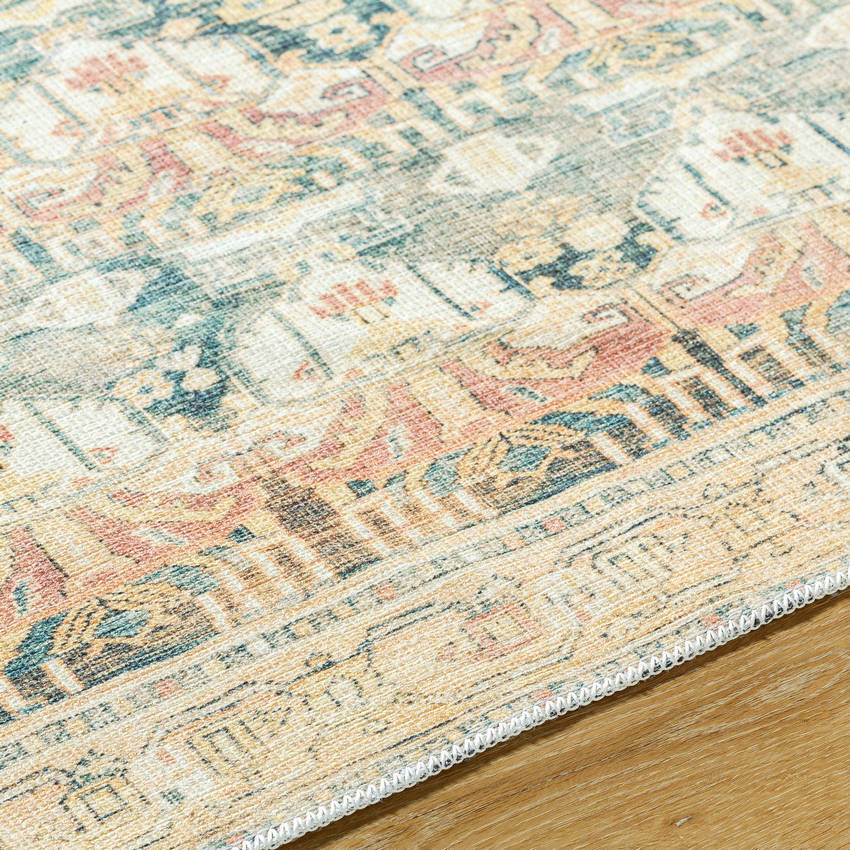 Kathaleen Traditional Apricot Washable Area Rug