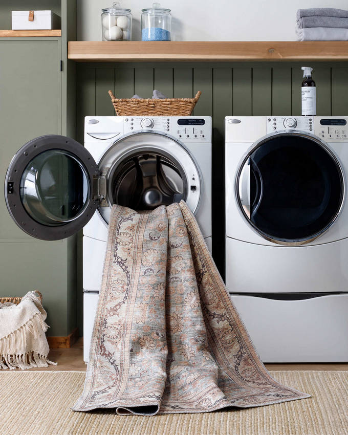 Brenin Traditional Light Brown Washable Area Rug