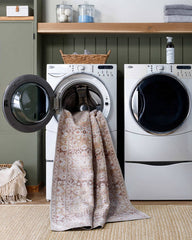 Kyna Traditional Light Brown Washable Area Rug