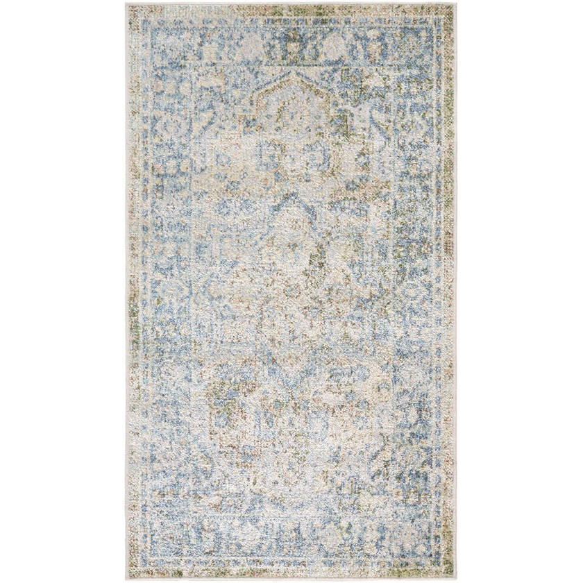 Elkhorn Traditional Silver Washable Area Rug
