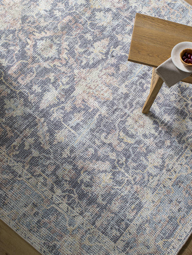 Olympic Traditional Charcoal/Sky Blue Area Rug - Our PNW Home x Livabliss