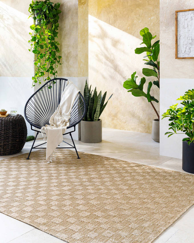 Tiphanie Cottage Light Brown Area Rug