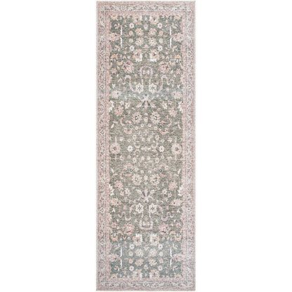 Jacqueleen Traditional Emerald Washable Area Rug