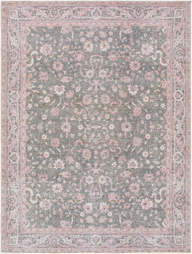 Jacqueleen Traditional Emerald Washable Area Rug