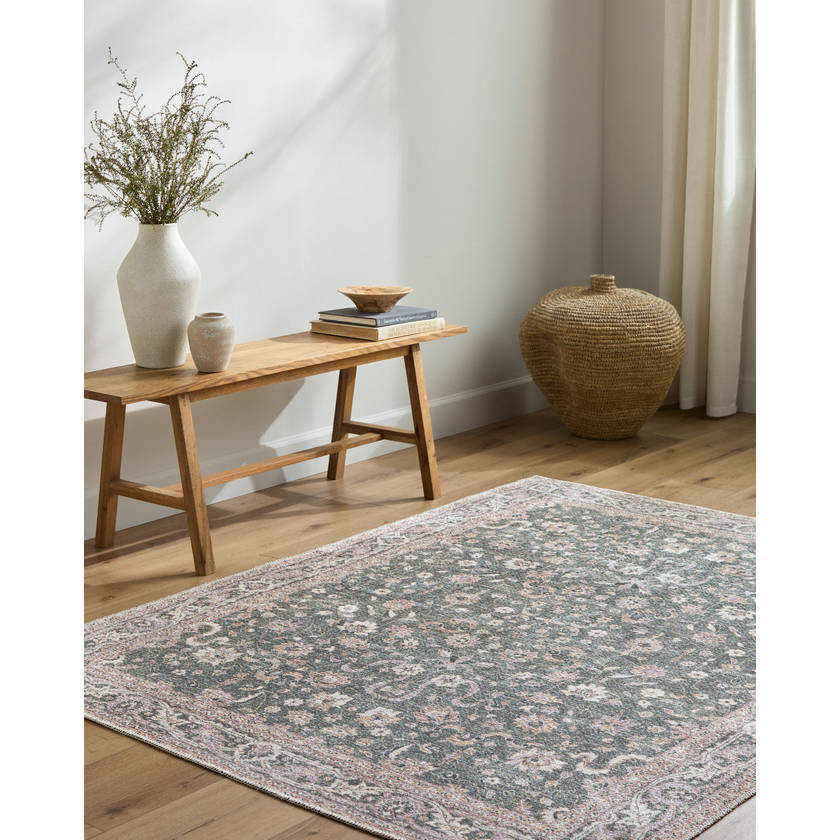 Jacqueleen Traditional Emerald Washable Area Rug