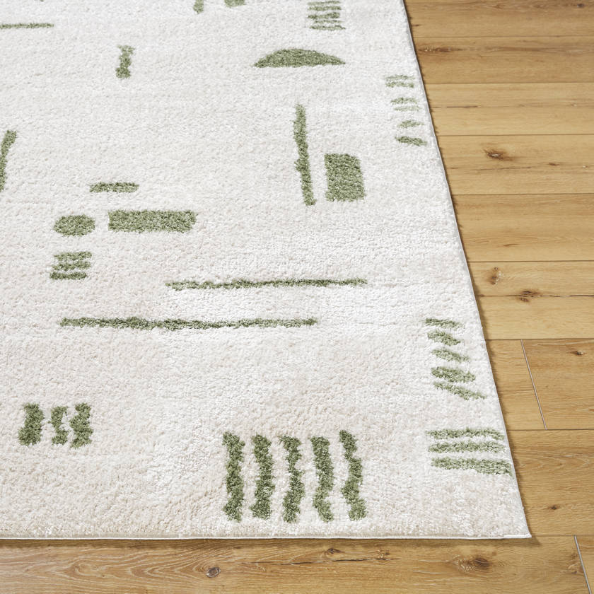 Shareef Modern Grass Green Washable Area Rug