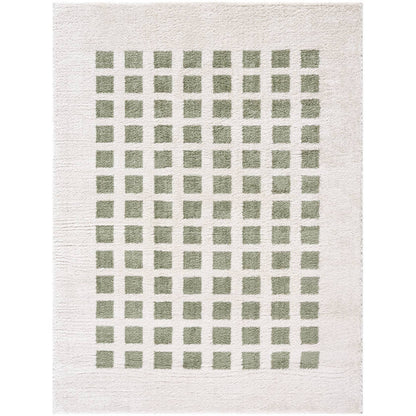 Noam Modern Grass Green Washable Area Rug