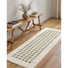 Noam Modern Grass Green Washable Area Rug
