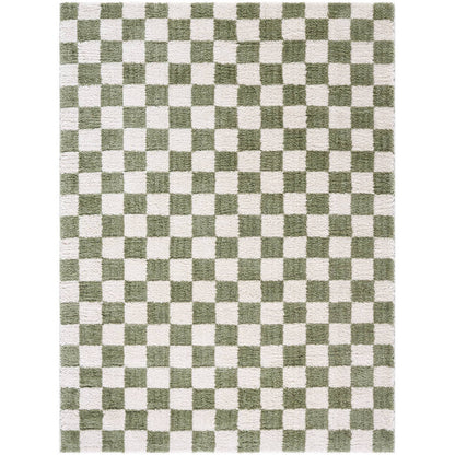 Shera Modern Grass Green Washable Area Rug