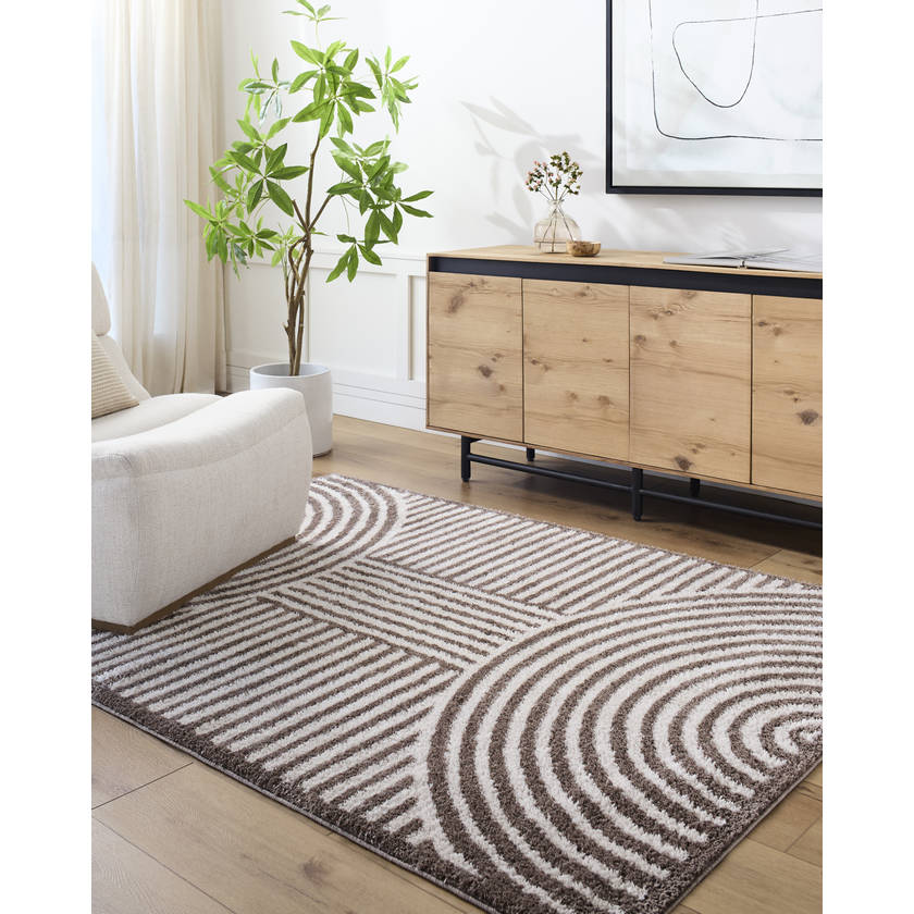 Marcela Modern Dark Brown Washable Area Rug