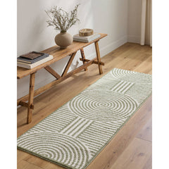 Marcela Modern Grass Green Washable Area Rug