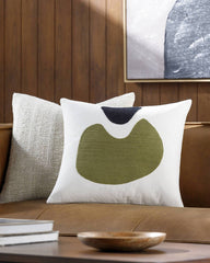 Patria White/Olive Pillow Cover