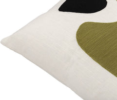 Patria White/Olive Pillow Cover