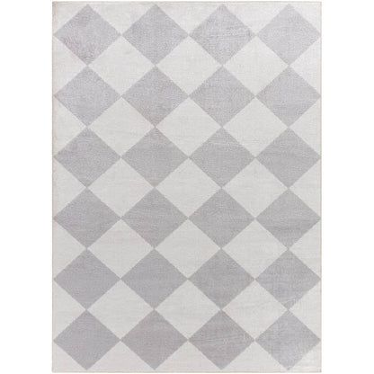 Senior Modern Light Gray Washable Area Rug