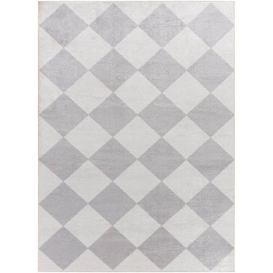 Senior Modern Light Gray Washable Area Rug